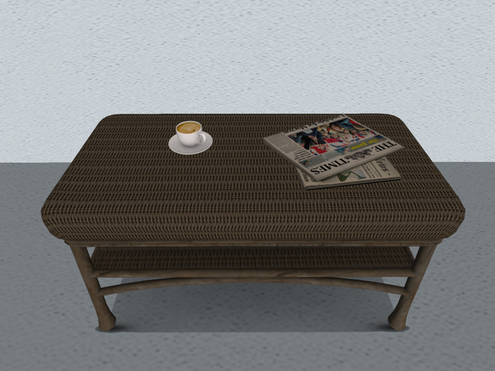 Second Life Marketplace Wicker Coffee Table Dark